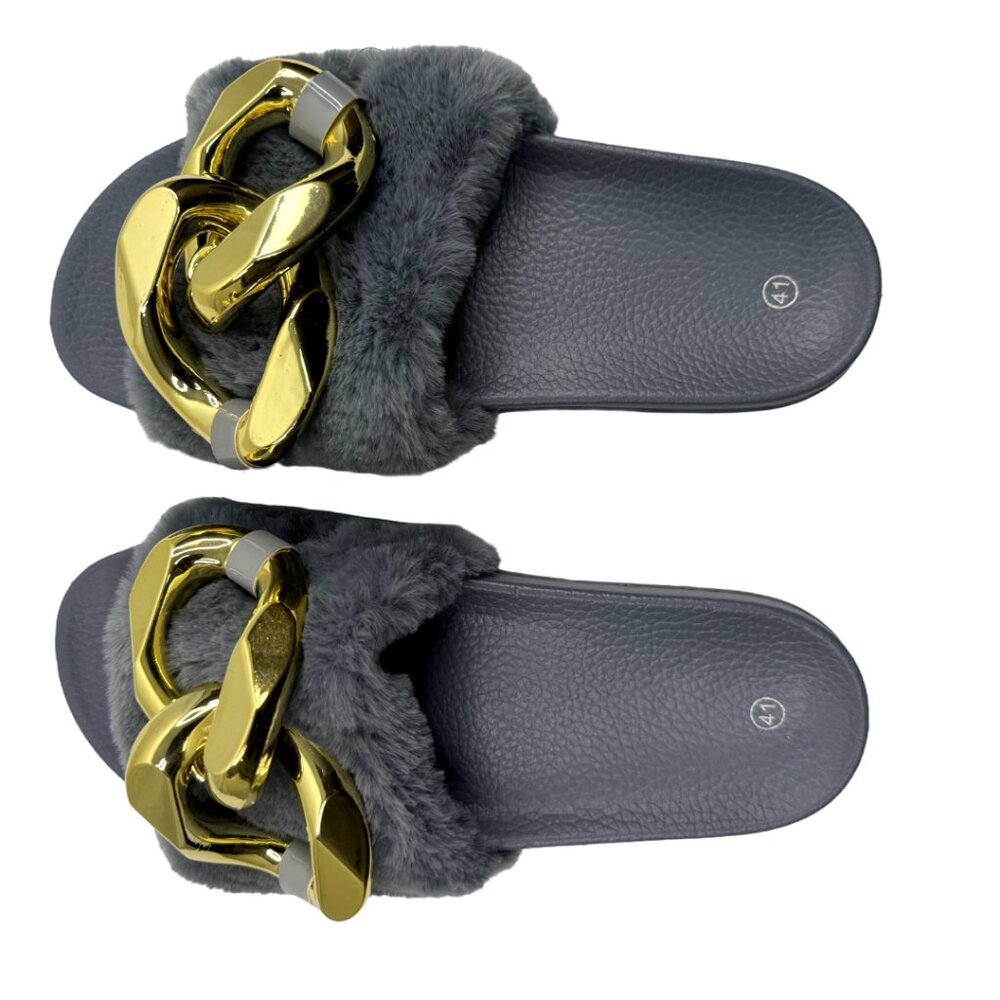 Women's Gray Flip Flop with Chain Size: 41